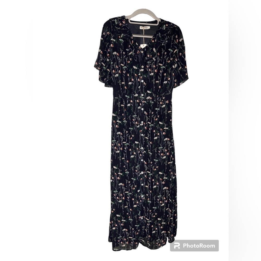 NWT Jessica Robertson by Roolee Dresses Navy Wildflower Button Front Maxi Dress